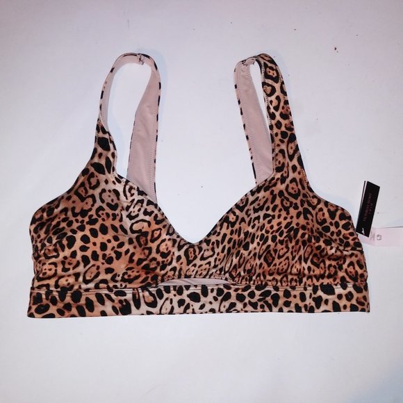 Victoria Secret Swim Bikini Top Large Leopard Animal Print Cutout Bralette Style - Picture 6 of 8